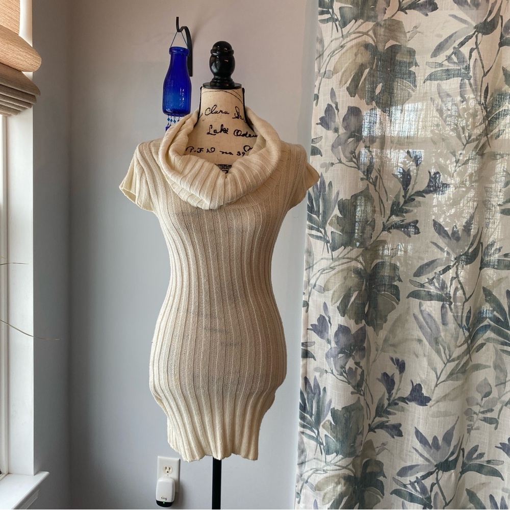 y2k express cream cable knit sweat dress - sz xs